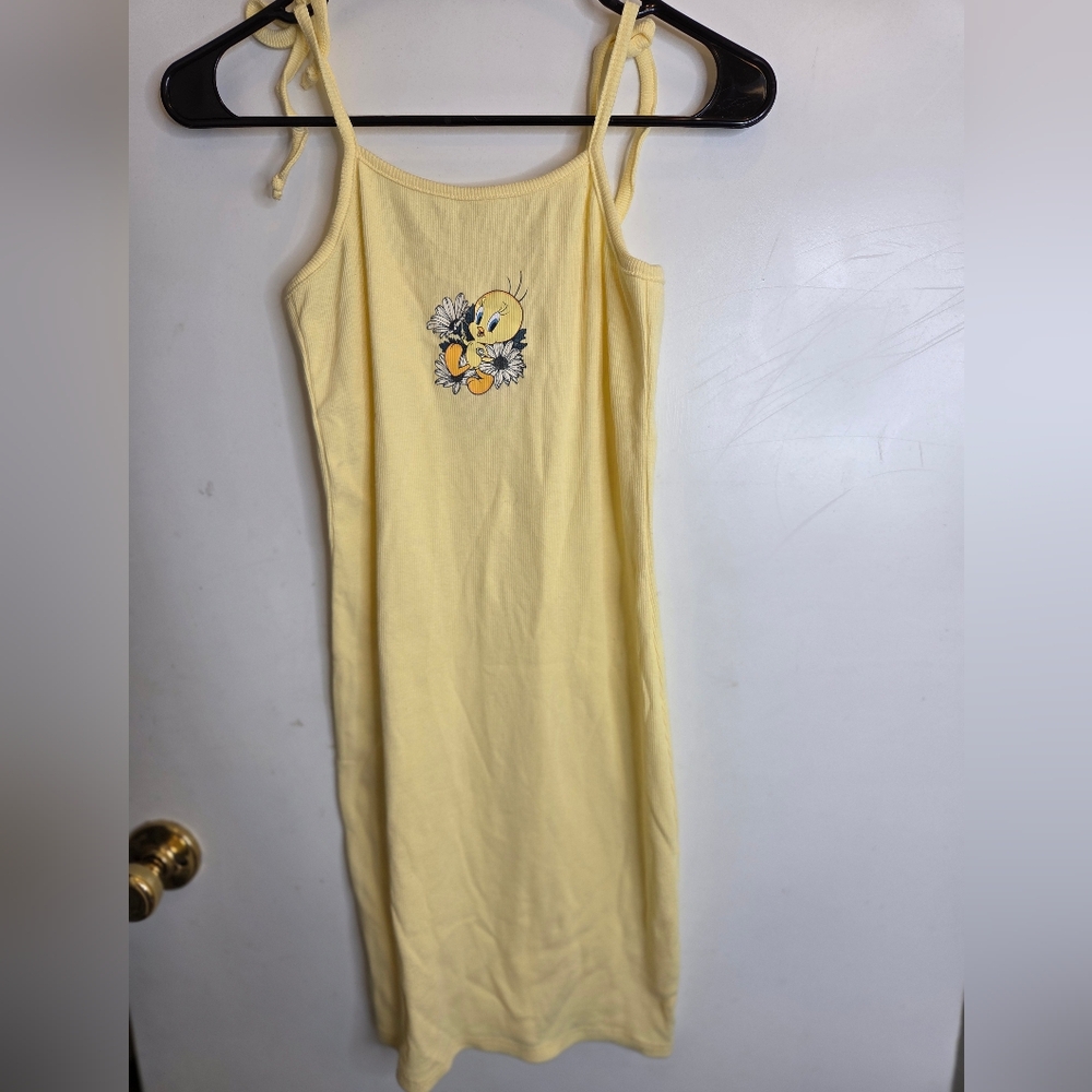 Looney tunes dress Yellow Junior Womens Ribbed Spring Sumner Small